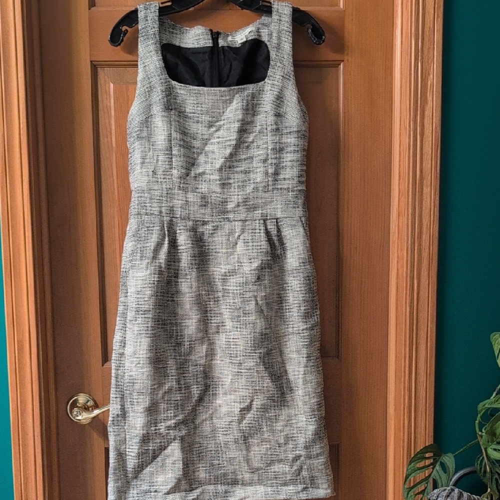 Banana Republic Black and White Tweed Midi Dress